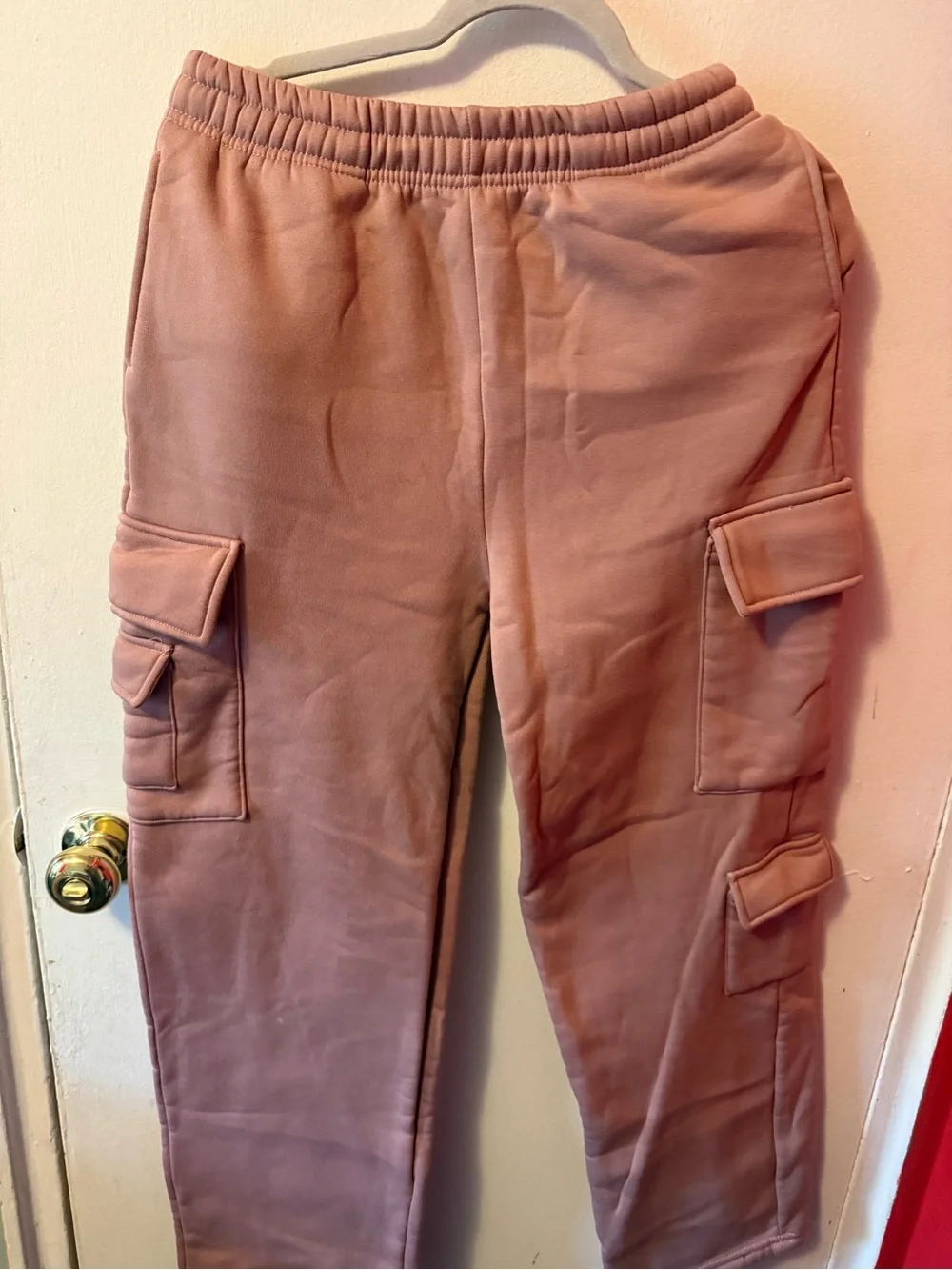 Dusty Rose Cargo Jogger Pants | Multi-Pocket
